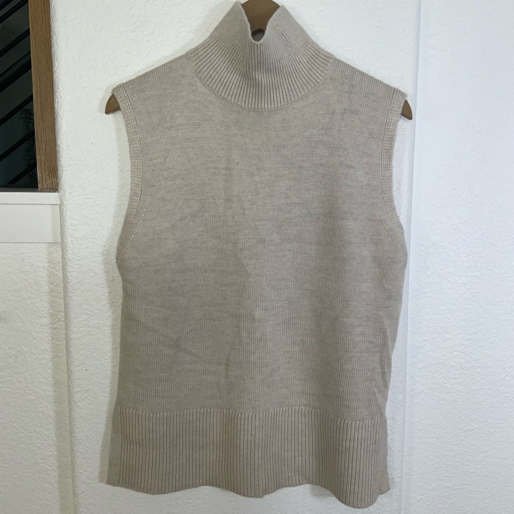 Babaton Merino wool Council Cream Sleeveless Turtleneck Top